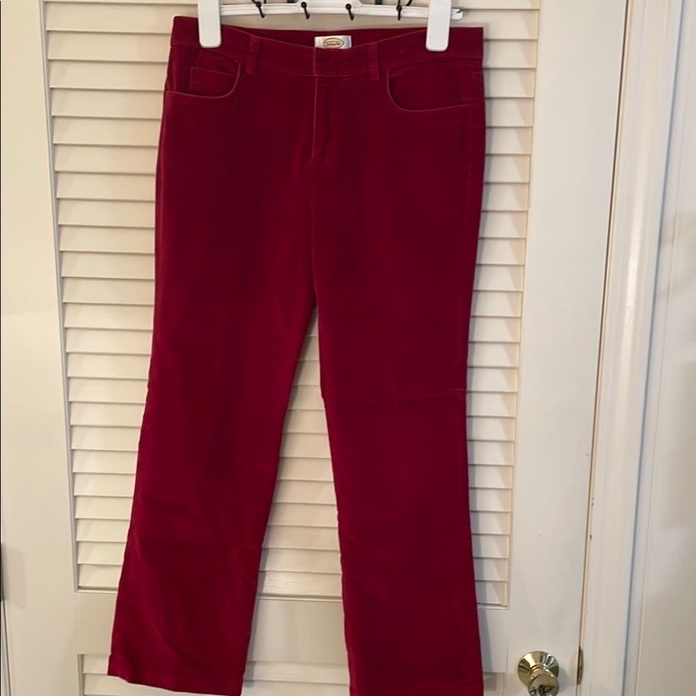Talbots Petites Plush Red Velvet Like Trousers